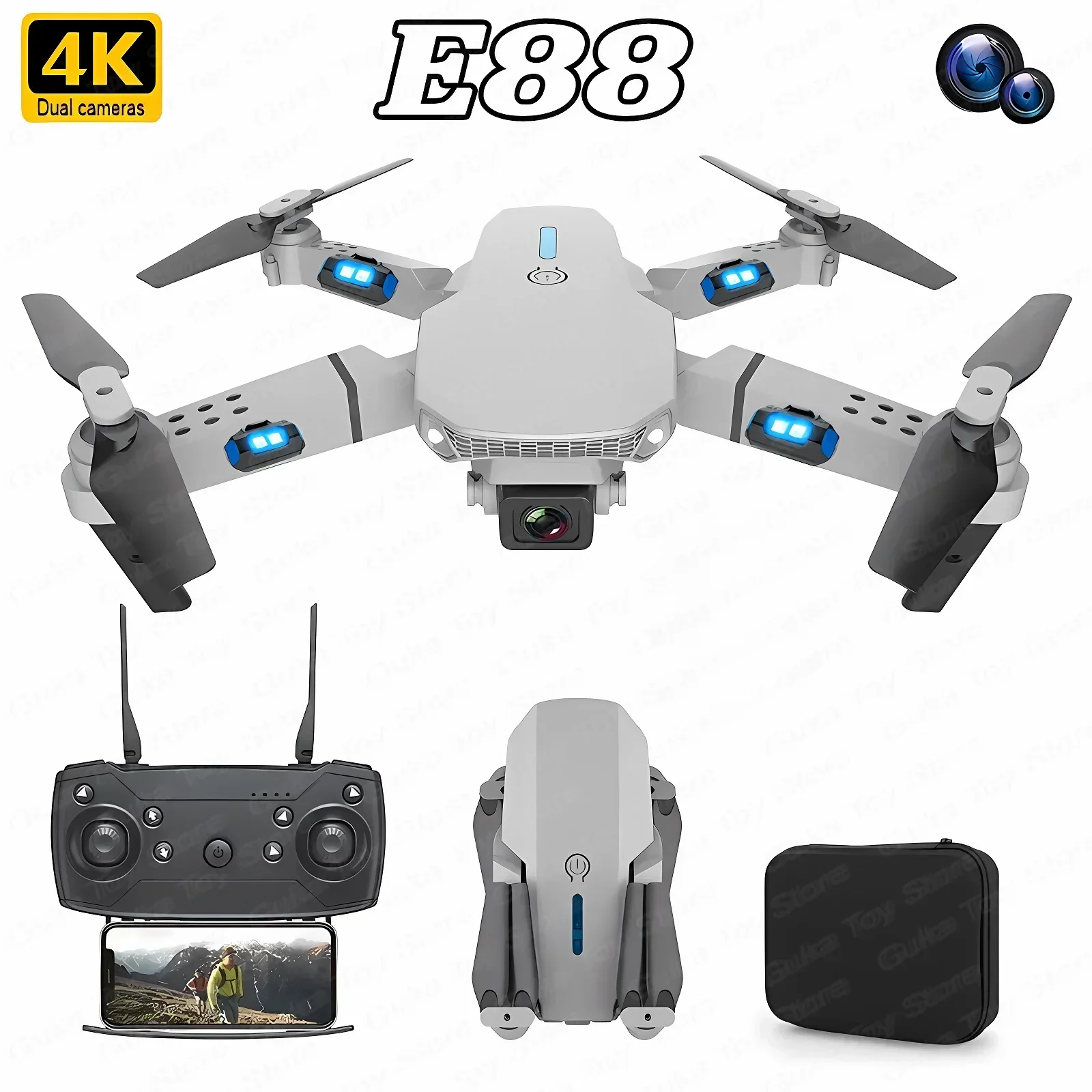 Drone Rc Foldable - Drone E88 Pro WIFI FPV Grand