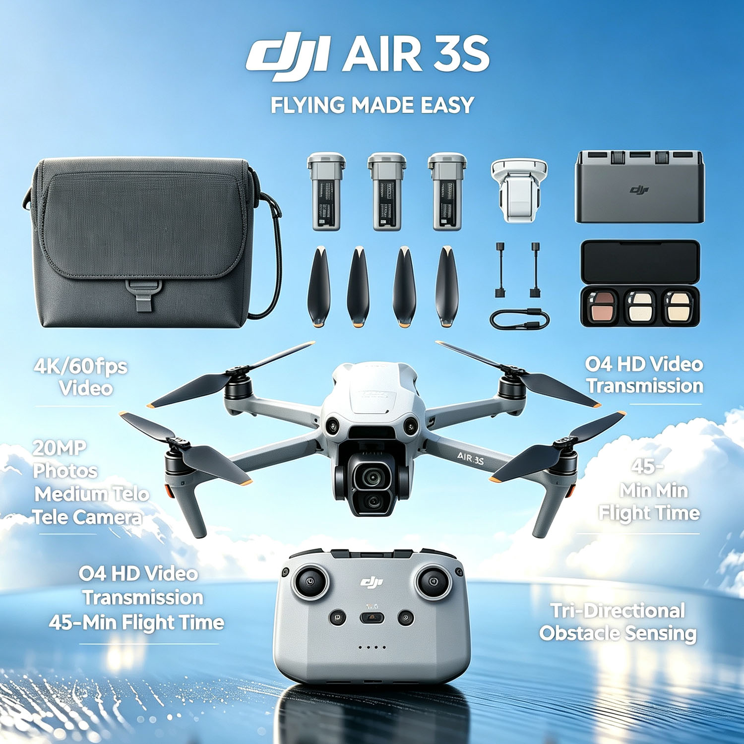 Drone Rc N3 3 Batteries - Boîte ouverte - DJI Air 3S